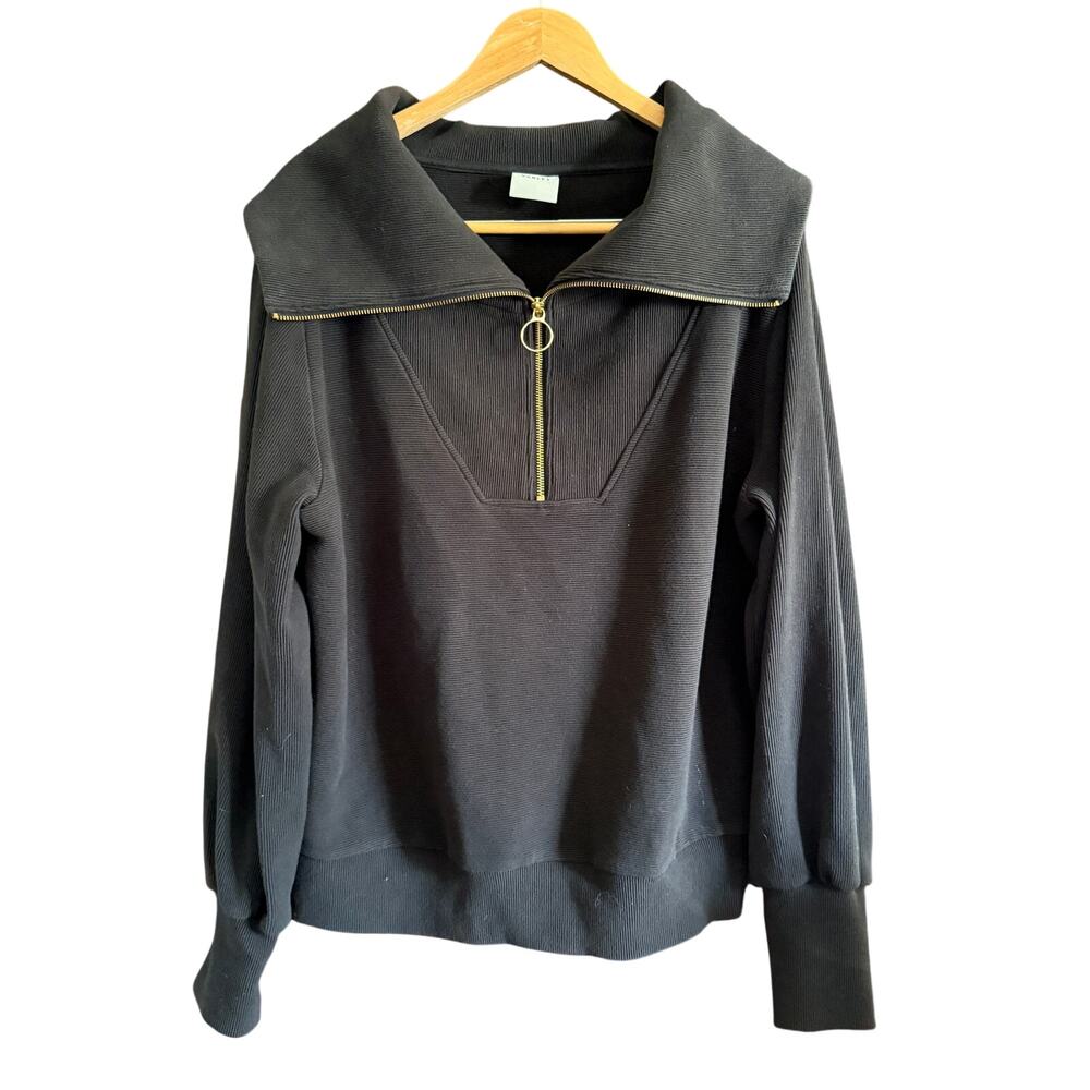 VARLEY | Vine Ottoman Rib Black Half Zip Pullover Sweatshirt Large
